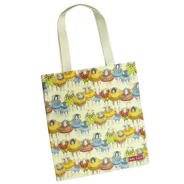tote bag fondo amarillo ovejas emma ball