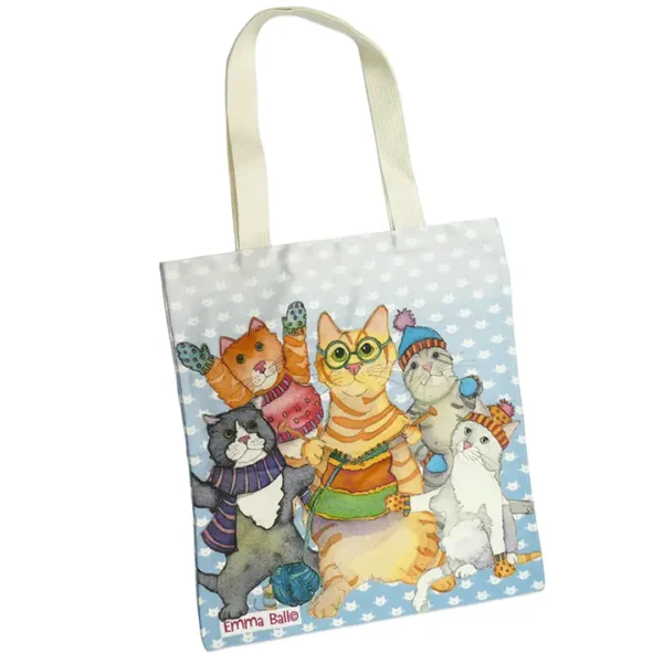 tote bag fondo azul gatos emma ball