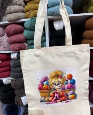 Tote bag chica tejiendo