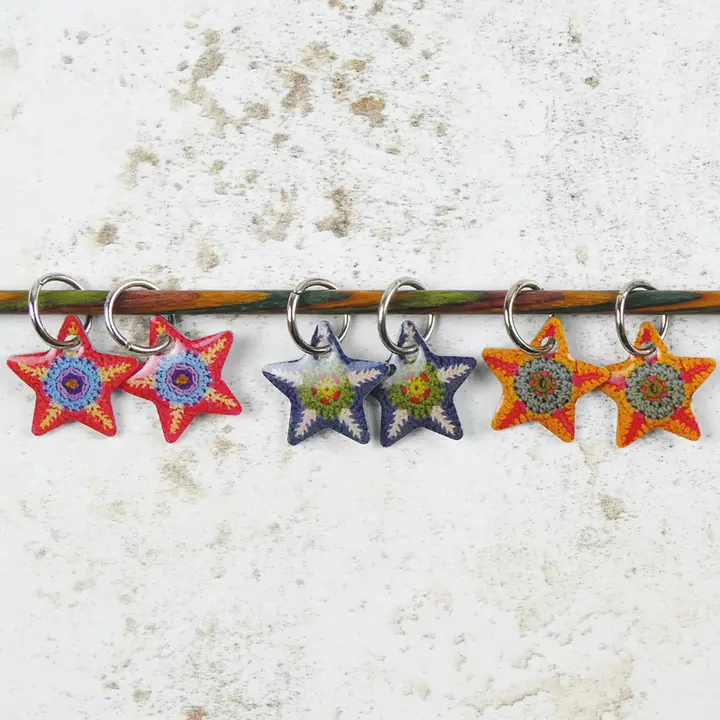 cajita con marcadores de punto estrellas grannies - Imagen 3